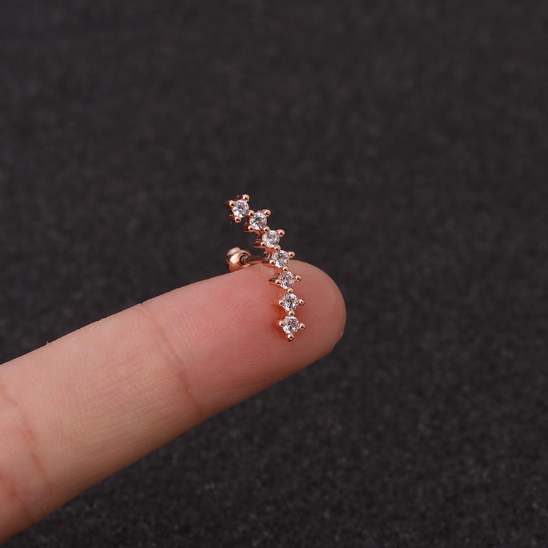 Ear Cartilage Rings & Studs Star 316 Stainless Steel  Copper Zircon display picture 8