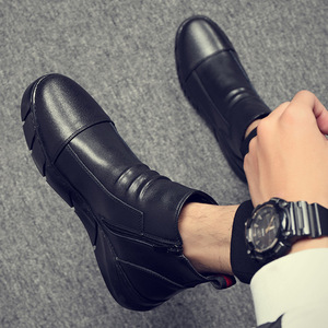 抖音快手新款马丁靴男真皮保暖潮流皮靴子男真皮加绒棉靴一件代发