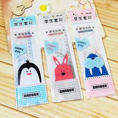 Creative Day Korean Cute Ruler Manufacturer Direct Sale Student Plastic Ruler Straight Edge Set Squares Protractor Exam Special Use