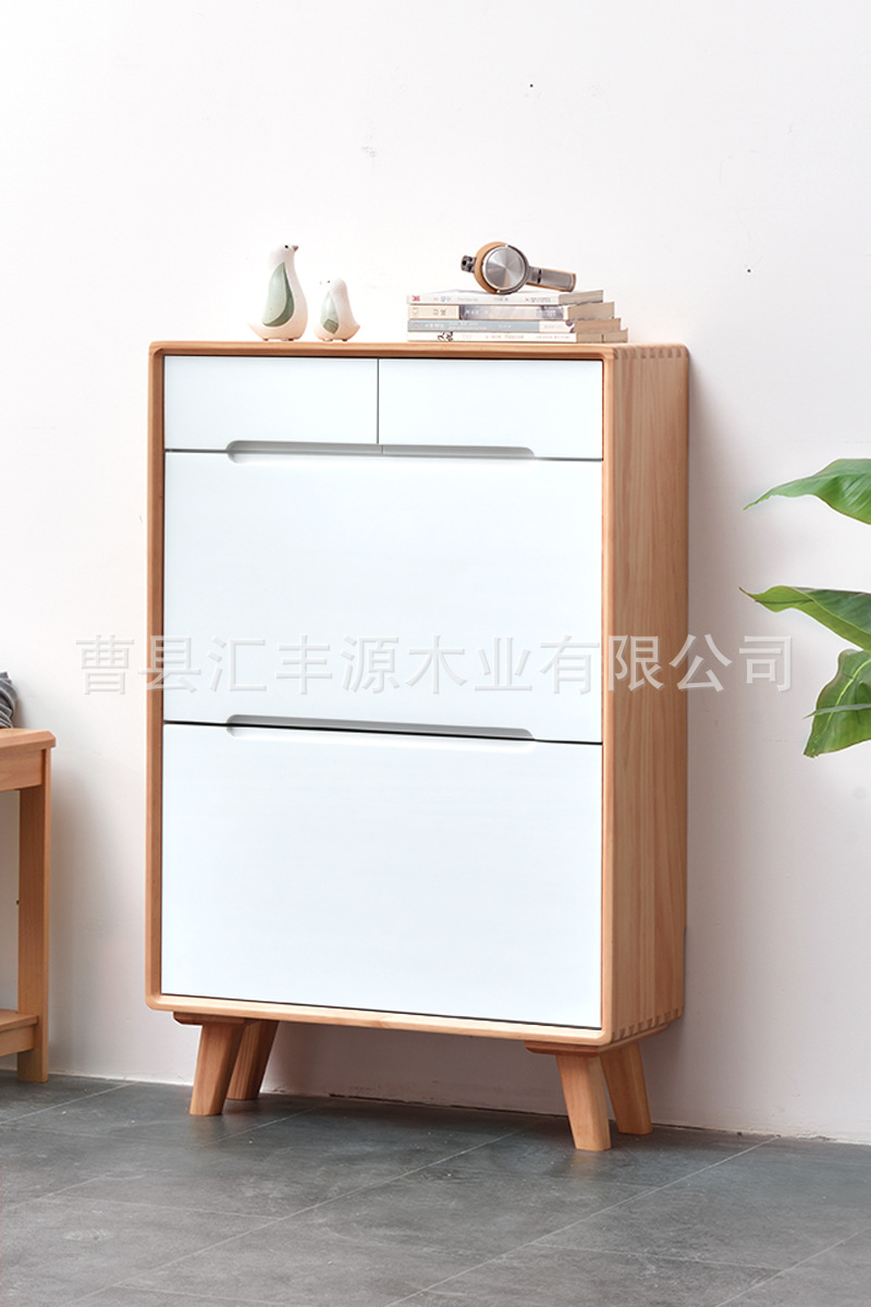 实木鞋柜简约现代门厅柜进门翻斗反斗收纳大容量家用门口窄纯实木