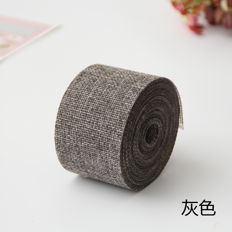 Cinta de lino de imitación DIY decoración de la boda 5CM color poliéster rollo de lino decoración del partido ventas directas de la fábrica