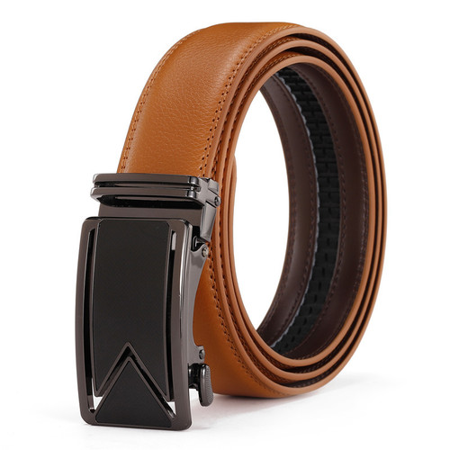New Men's Automatic Belt Genuine Leather Belt Buckle Business Youth Manufacturer Wholesale Amazon Cross-Border Shipping