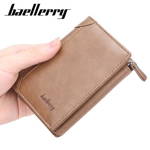 baellerry wallet men's Korean style multi-card slot wallet ultra-thin short zipper buckle wallet card holder card holder