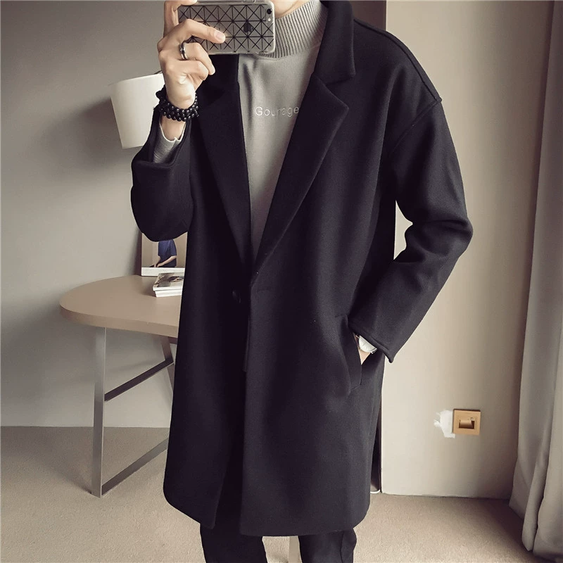 Деми-сезонное длинное trench coat, цветное шерстяное пальто, 2019 год, оверсайз, корейский стиль, плюс размер
