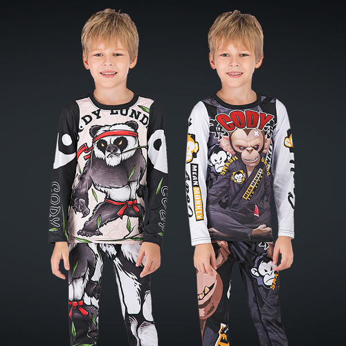 Children's clothing spring and autumn suit 2019 new children's breathable 3D digital printing sports and running two-piece T-shirt