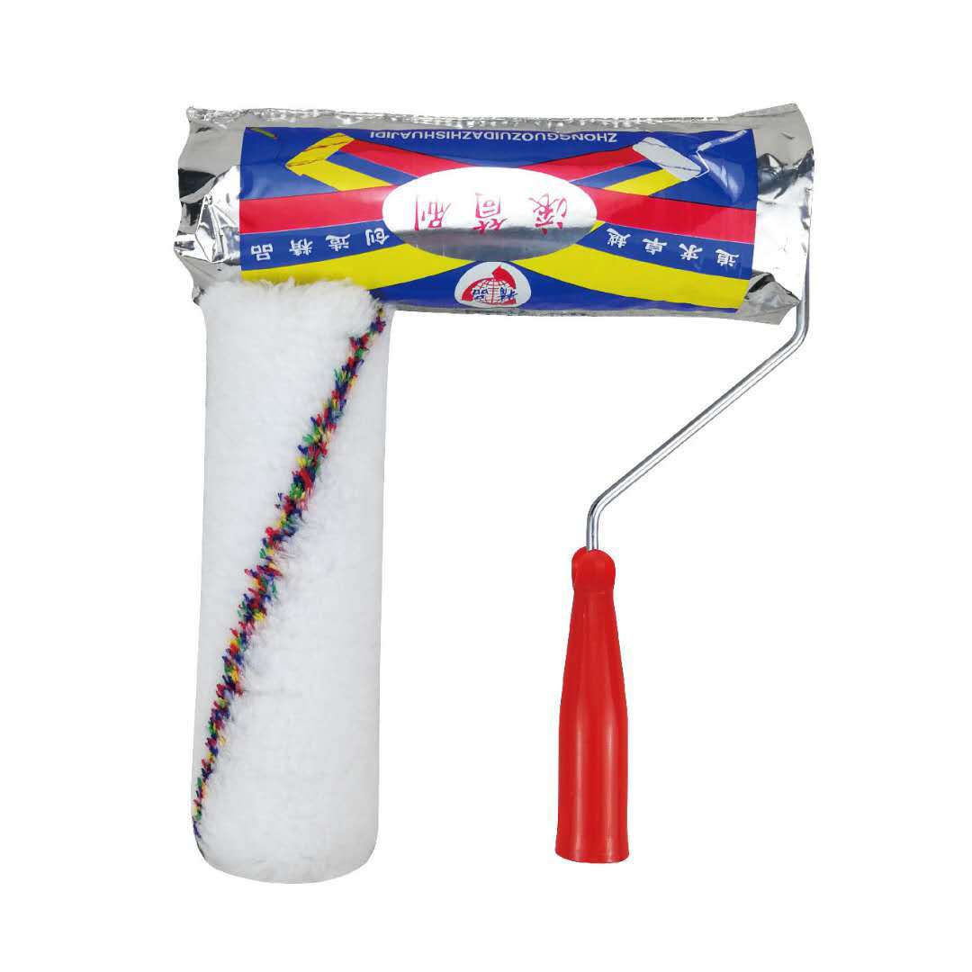 厂家直供9寸单彩条滚筒刷普通长毛化纤滚筒刷