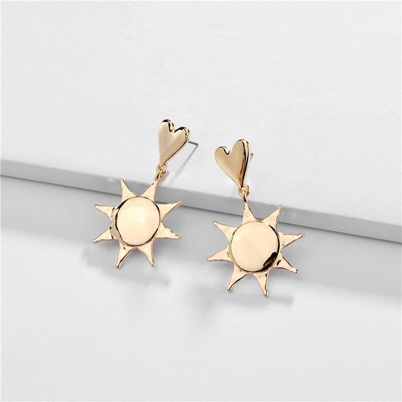 Earring Alloy Heart-shaped Mirror Polished Sun Earrings display picture 4