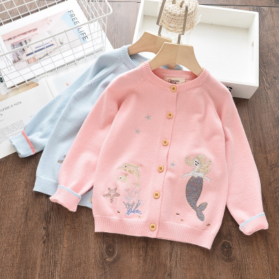 2019年秋季新款外贸女童卡通美人鱼针织毛衣Children's sweaters