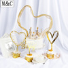 Panfan baking cake decoration beautiful gold color ribbon decorative plug -in gorgeous crystal crown queen dress