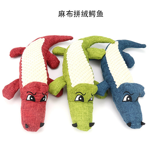 Factory direct supply of dog plush toys, pet toys, simulated crocodile sounding dog toys, bite-resistant