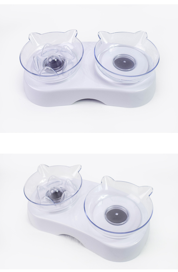 Pet products Pet products New pet products Transparent plastic eating and drinking cat bowl feeder anti-choking cat double bowl a hair replacement undefined