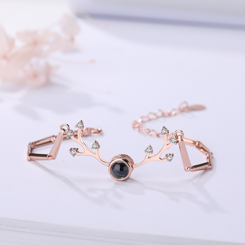 S925 silver memory of love is with you elk antler projection…