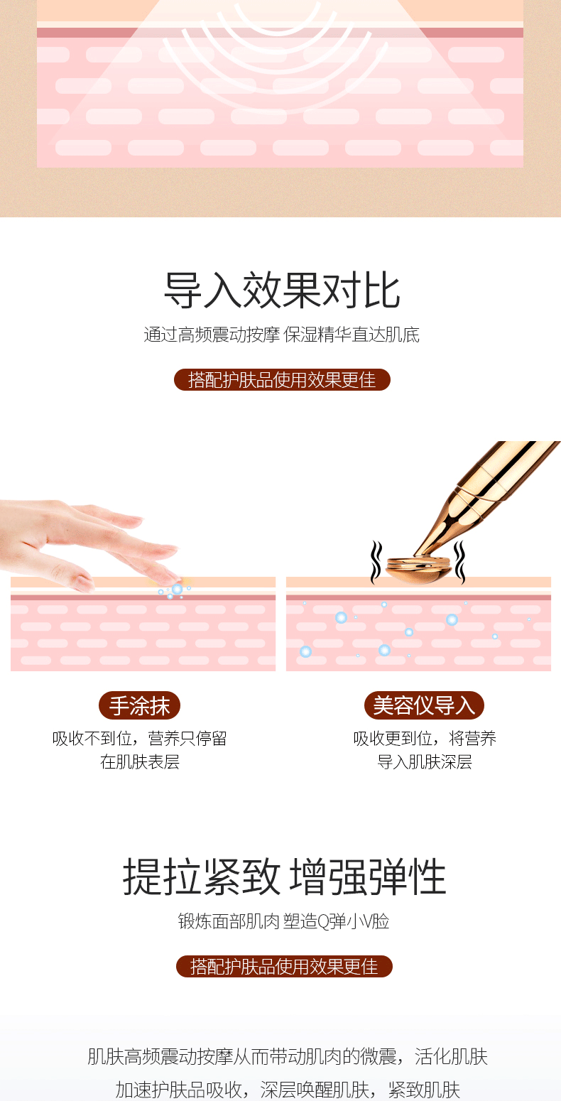 电子美容仪器家用精华导入仪脸部美容仪按摩器面部震动脸部按摩仪详情8