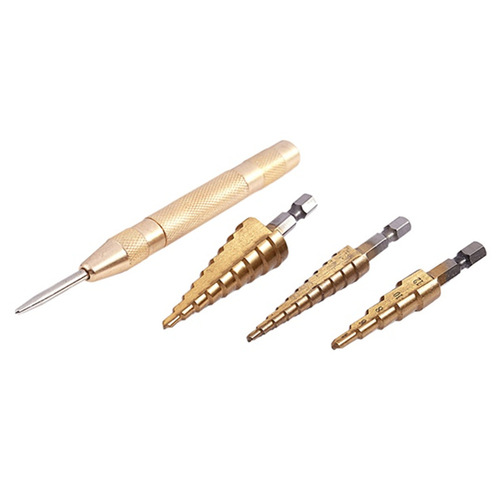 3pc metric hexagonal handle step drill, metal fixed point drilling drill set, bagged step drilling pagoda drill