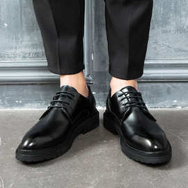 韩版时尚简约休闲皮鞋淘宝新款一件代发尖头商务男鞋子型号4055-D