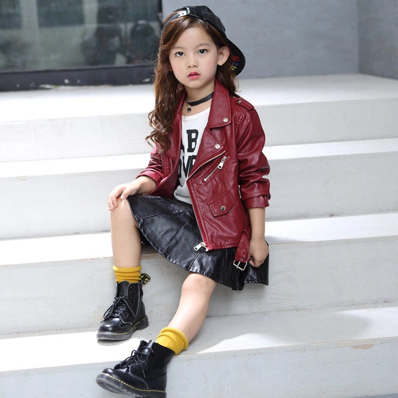 Fashion Solid Color Pu Girls Outerwear display picture 6