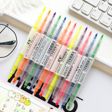 雙頭兩色熒光筆淡色系一套糖果柔色記號筆學生用彩色划重點標記筆