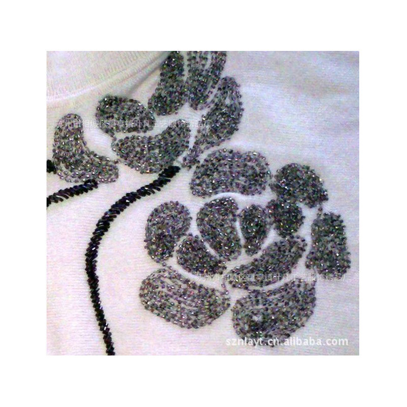 厂家供应雪纺浅蓝色时尚毛衣高贵特种珠片绣