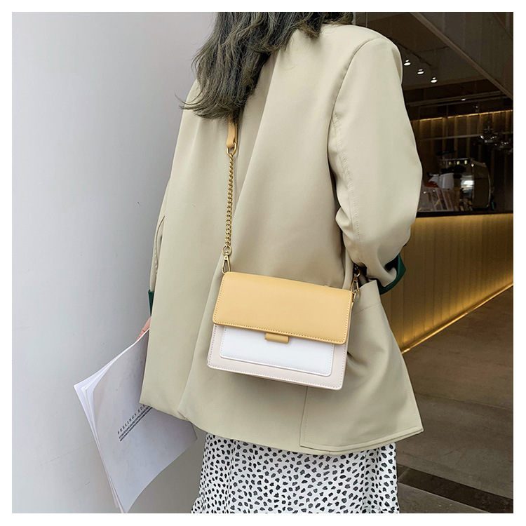 Women's Small Pu Leather Color Block Elegant Square Flip Cover Shoulder Bag Crossbody Bag Square Bag display picture 1