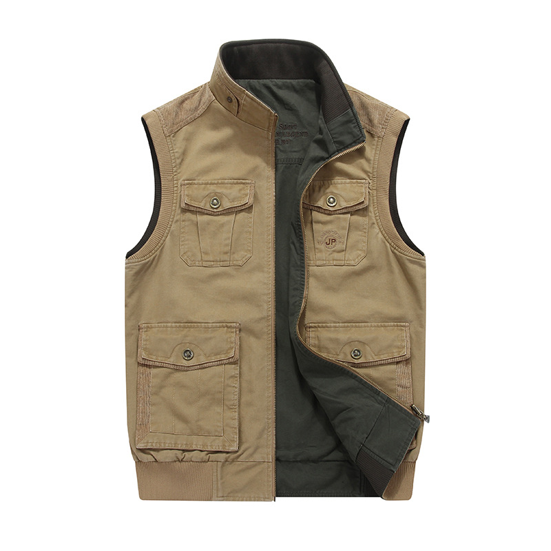 Venta al por mayor transfronteriza 9959 chaleco casual de los hombres primavera y otoño multi-Bolsillo Chaleco de doble cara Chaleco de los hombres