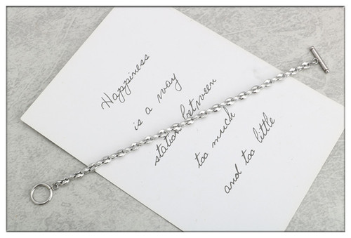 European and American fashionable personality hip-hop one-word buckle titanium steel coffee bean necklace stainless steel ingot chain OT buckle men's and women's bracelets