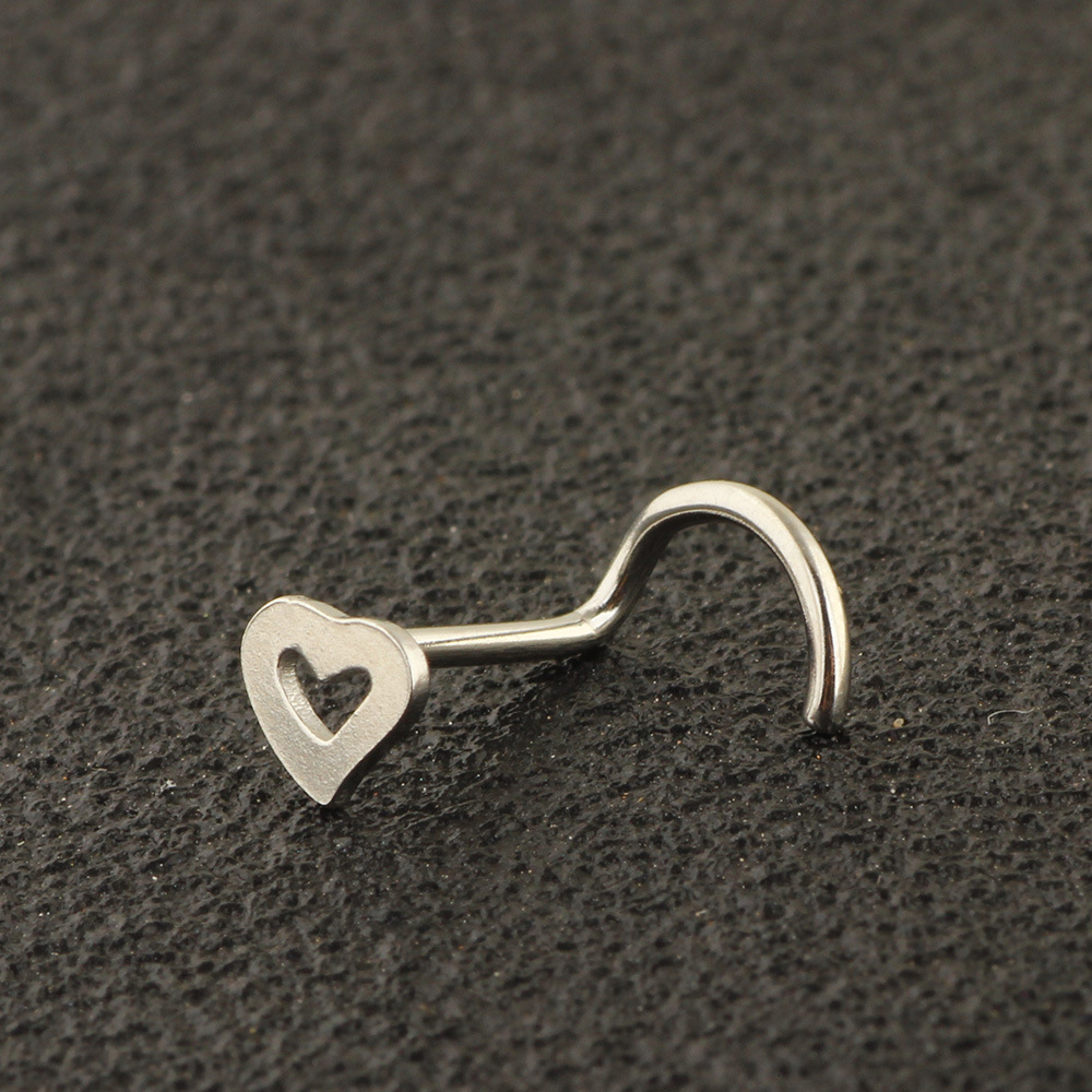 Fashion Heart Shape Metal Hollow Out Nose studs 1 Piece
