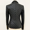 Blazer double breasted lion button slim seam diamond leather suit jacket