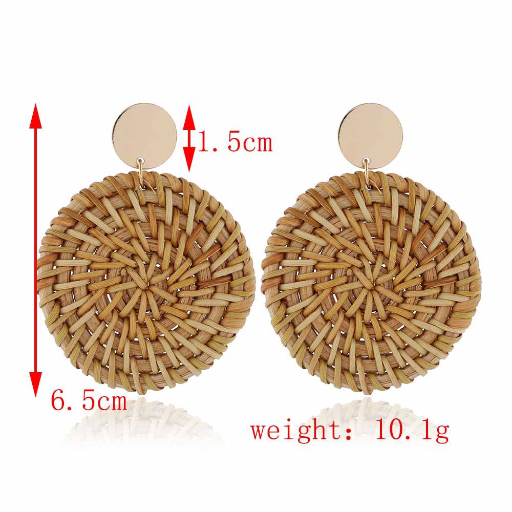 1 Pair Ethnic Style Geometric Braid Rattan Drop Earrings display picture 5