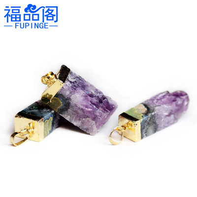 厂家货源 天然巴西紫水晶吊坠 紫水晶柱几何四方柱项饰挂件|ms