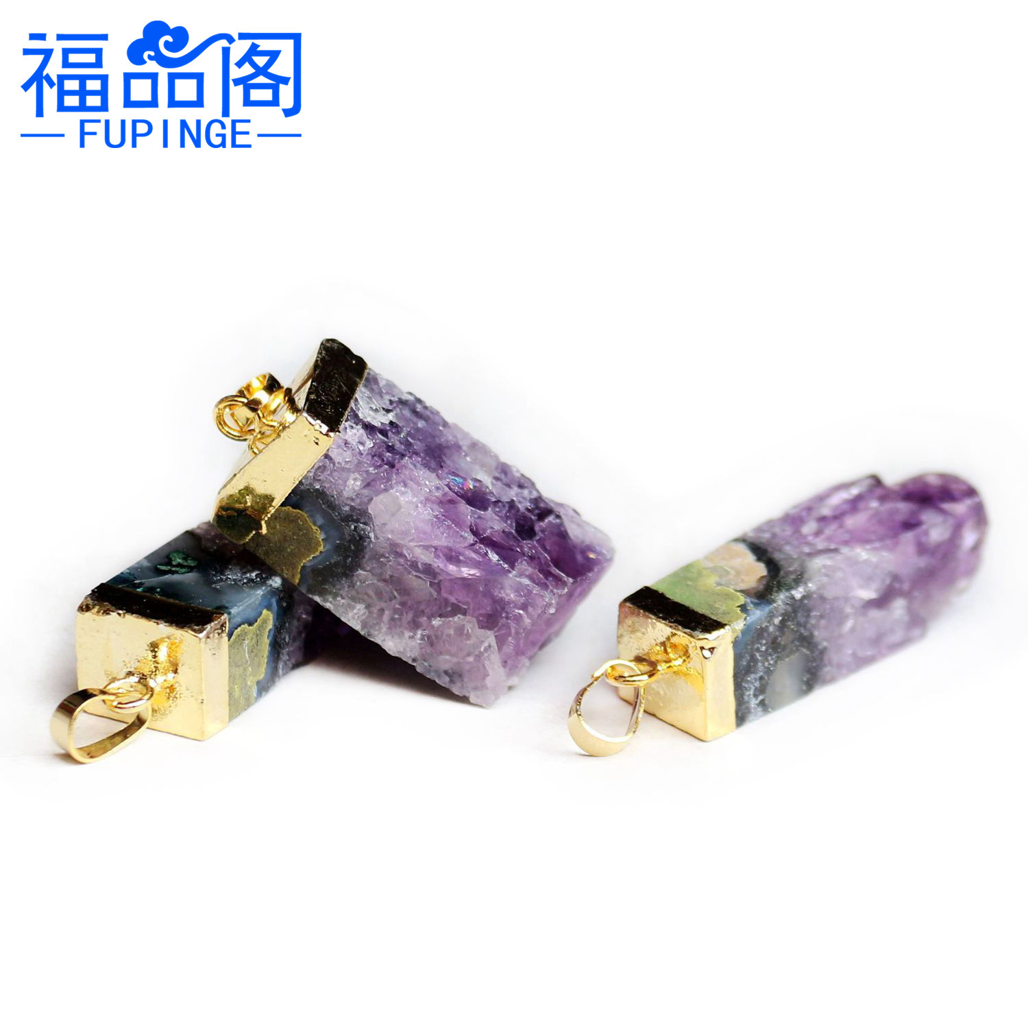 厂家货源 天然巴西紫水晶吊坠 紫水晶柱几何四方柱项饰挂件|ms