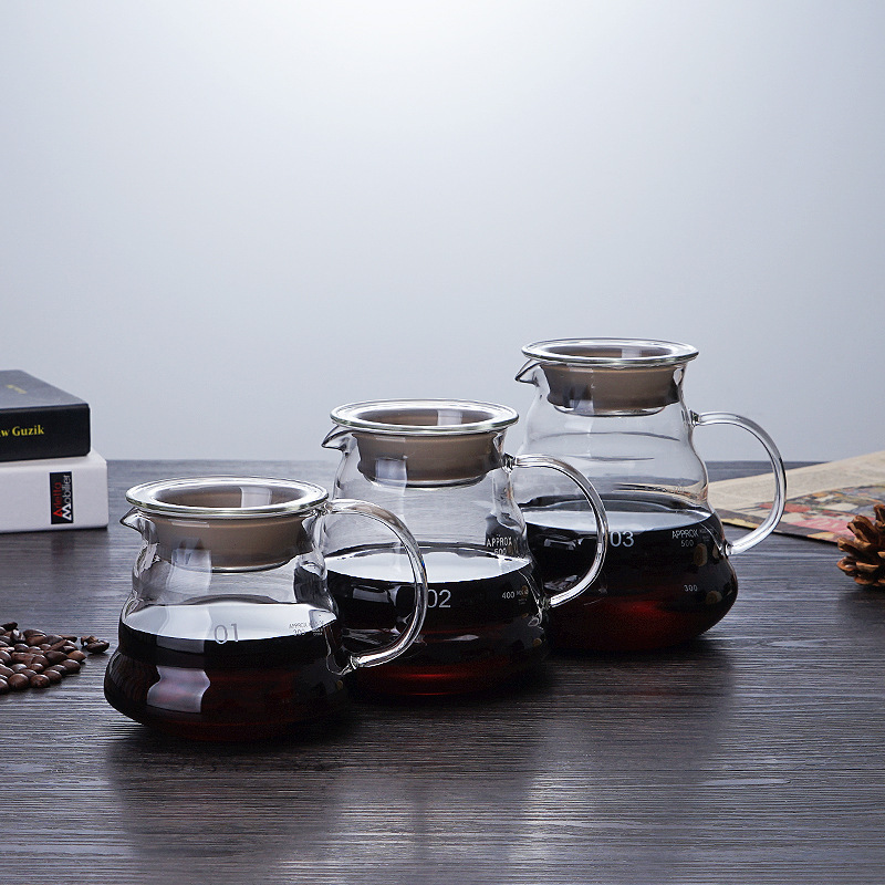 Hand glass coffee filter Cup V60 punch cup thickened filter drop filter cup sharing pot uniform Cup cloud pot