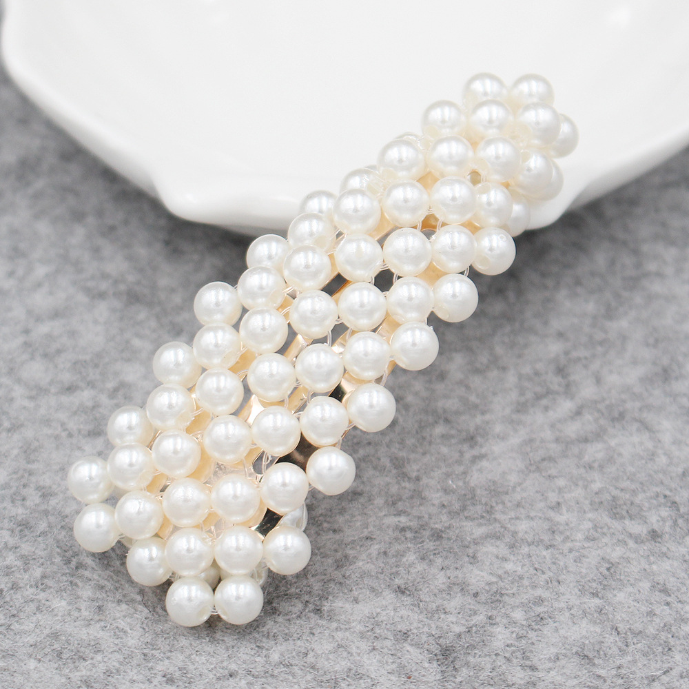 Korean Pearl Hairpin Bangs Headdress Pearl Side Clip Wholesale display picture 3