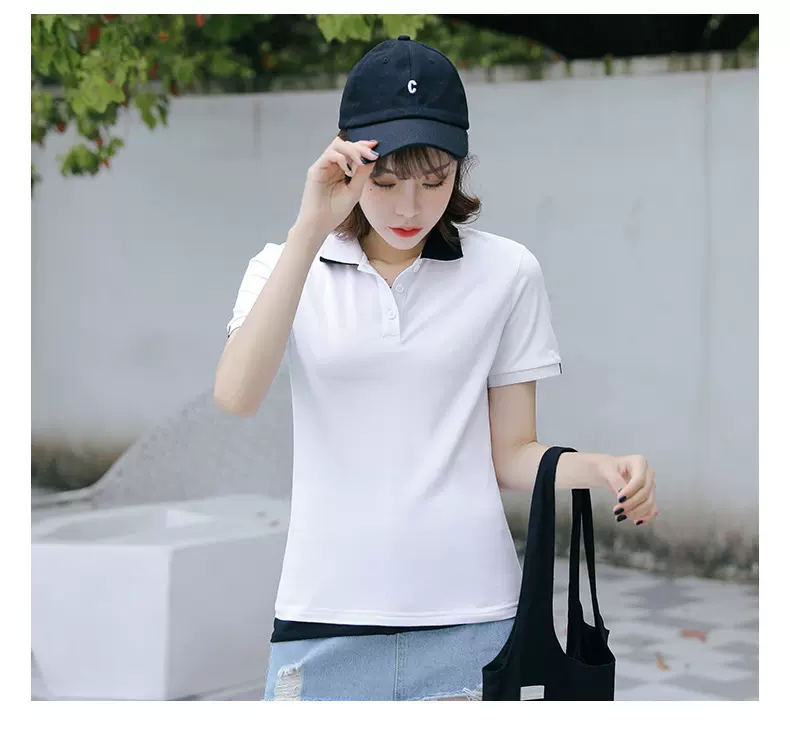 【针织】 2019新款女装针织翻领短袖女加工t恤 爆款热销厂价批发