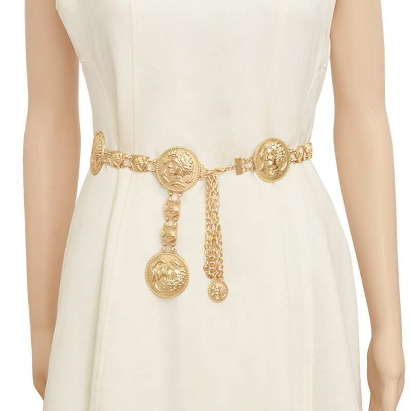 Fashionable universal metal golden waist belt