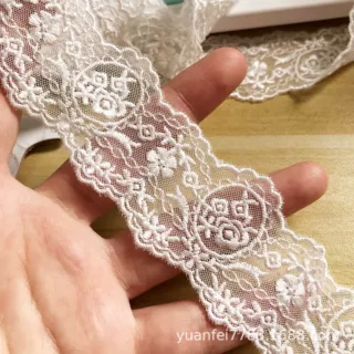 A-1540双边波浪人造丝欧式花朵蕾丝洛丽塔洋装刺绣花边辅料