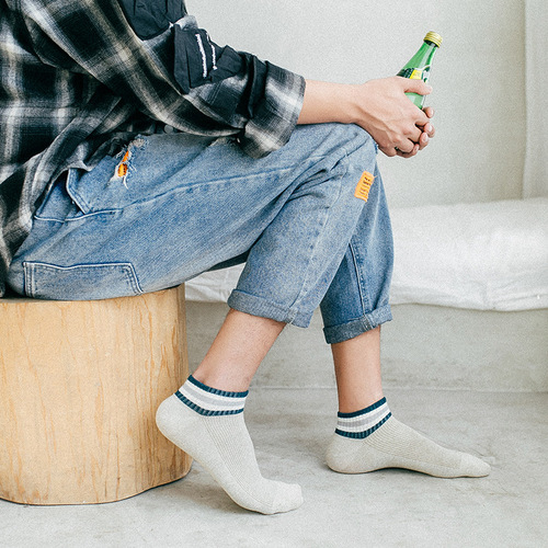 Men's Pure Cotton Striped Short Socks Business Men's Socks Casual Cotton Socks Men's Autumn/Winter Pure Cotton Socks Men's Wholesale Socks