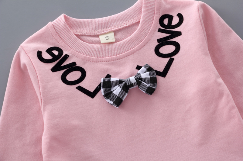 Cute Letter Bow Knot Cotton Girls Clothing Sets display picture 3