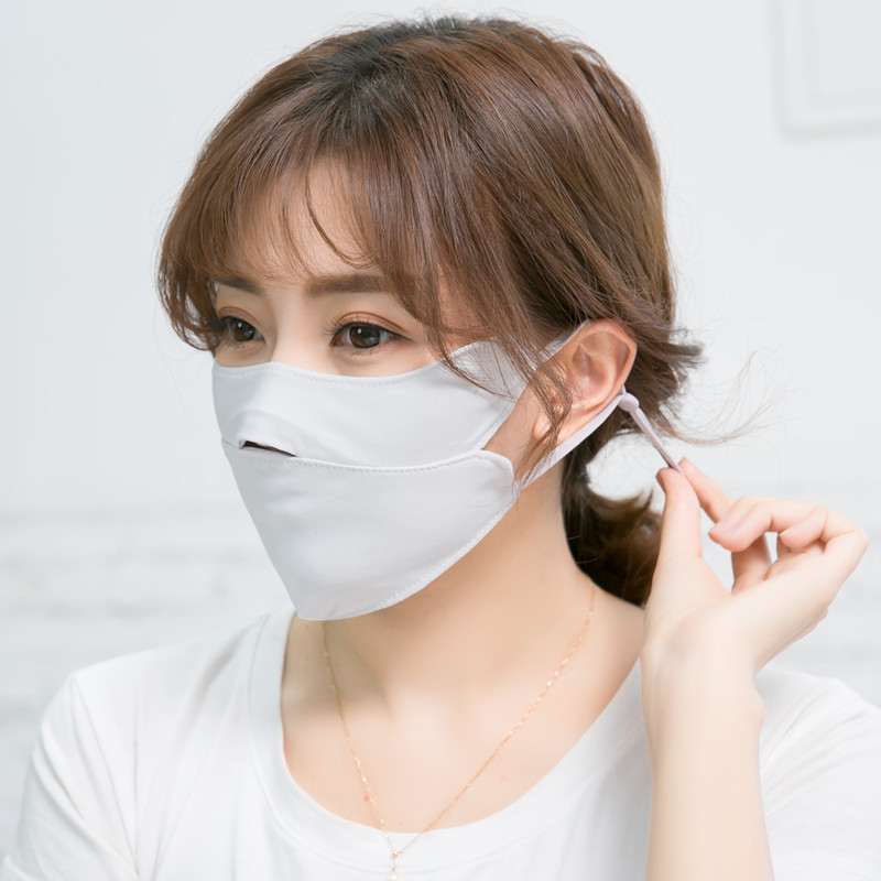 Sunscreen mask female ice silk spring and summer sunscreen riding hanging ear solid color thin section of nose breathable thin mask