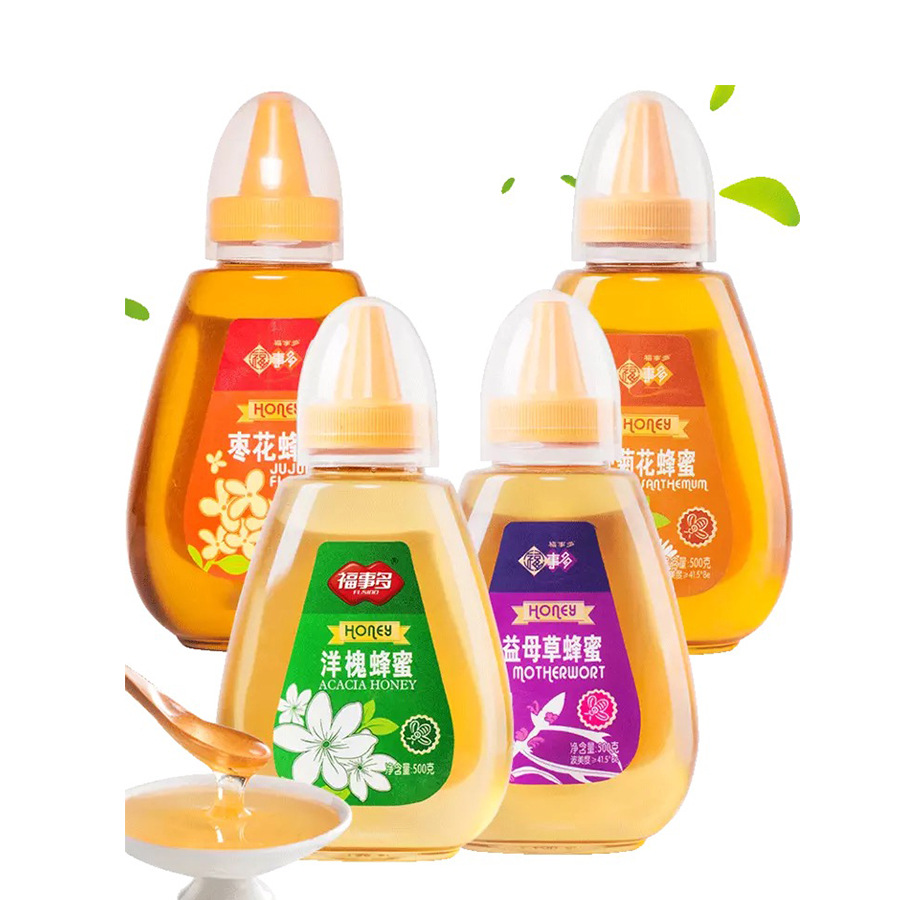 500g蜂蜜瓶 保护盖 水滴形 尖嘴盖 PET透明瓶 塑料瓶 360ml(A64)