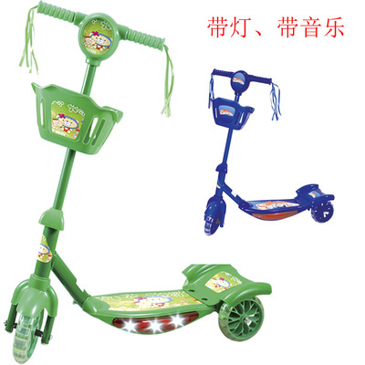 廠家直供兒童玩具供應帶燈/帶音樂熱款腳踏三輪兒童滑板車批發