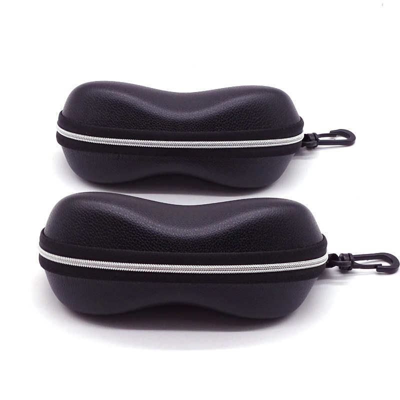 新款皮革EVA拉链眼镜盒便携式挂勾轻便太阳镜收纳盒花生款示镜盒