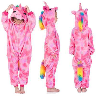 Lion Fox New Pegasus Animal Siamese Pajamas Cartoon Winter Flannel for Men and Women Children Parent-Child Pajamas