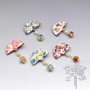 Japanese style fan hairpin Japanese style Chinese style side clip fan-shaped ancient style fish mouth clip bangs clip Pearl Bell clip hair accessories