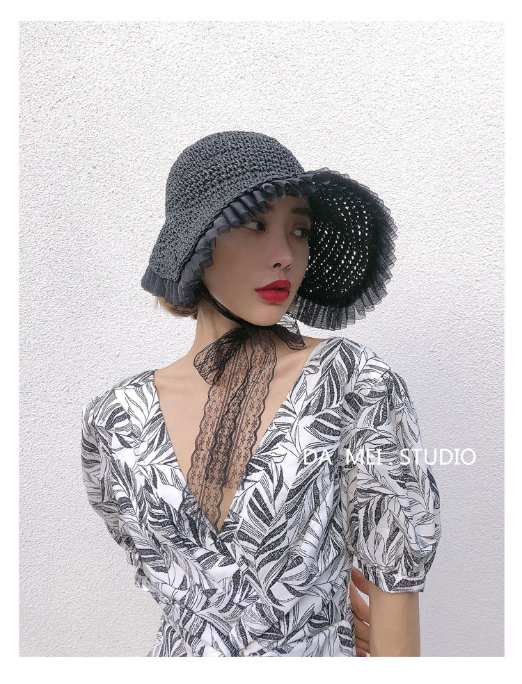 Fashion Lace Sunscreen Sunshade Empty Top Straw Hat display picture 11