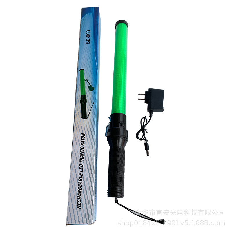 54cm充电式交通指挥棒带挂钩LED消防荧光棒 手持警示棒安全闪光棒