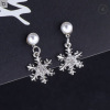 Silver needle, earrings from pearl, Korean style, silver 925 sample, with snowflakes, wholesale