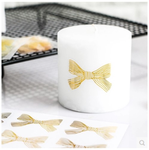 Golden bow bronzing transparent sealing stickers Nougat biscuits egg yolk pastry gift box decorative stickers 6 pieces