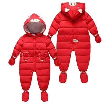 Palawan Children's clothing children Down one-piece garment Cartoon Western style 2021 Models with Foot sleeve glove thickening keep warm