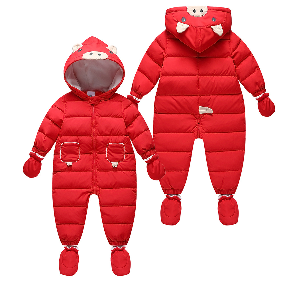 Palawan Children's clothing children Down one-piece garment Cartoon Western style 2021 Models with Foot sleeve glove thickening keep warm