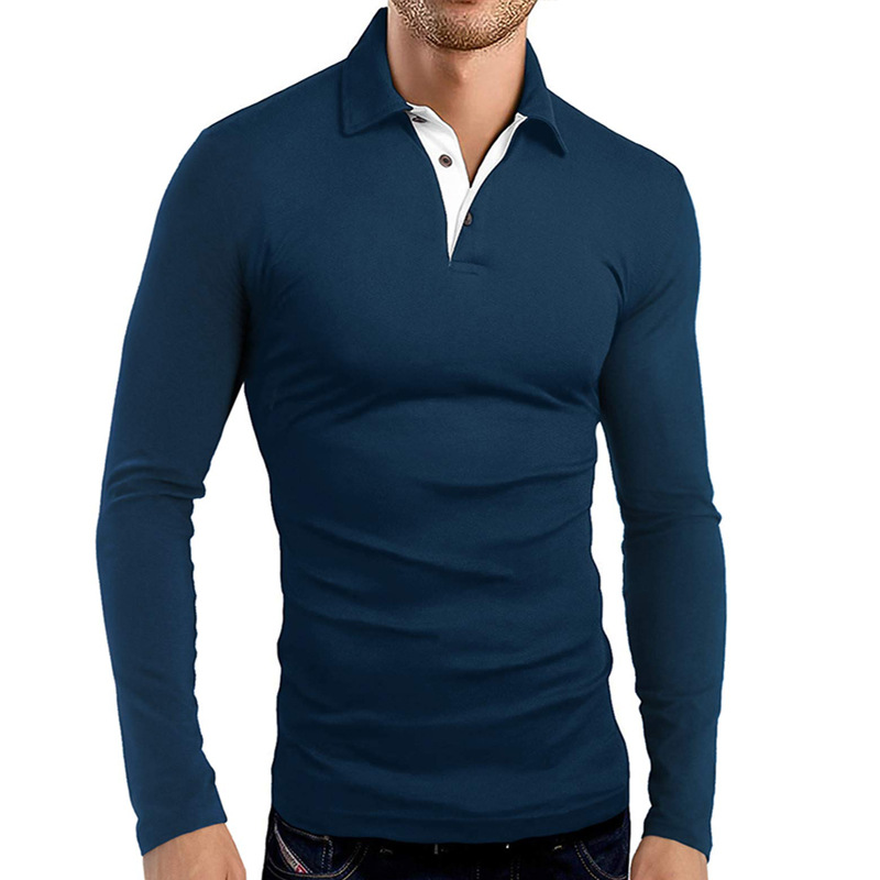 Herrpolo med lång ärm och krage för business och golf_voghion.com